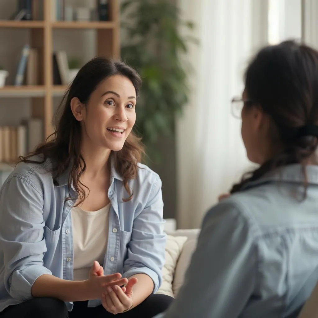 Persona en sesión de terapia cognitivo-conductual