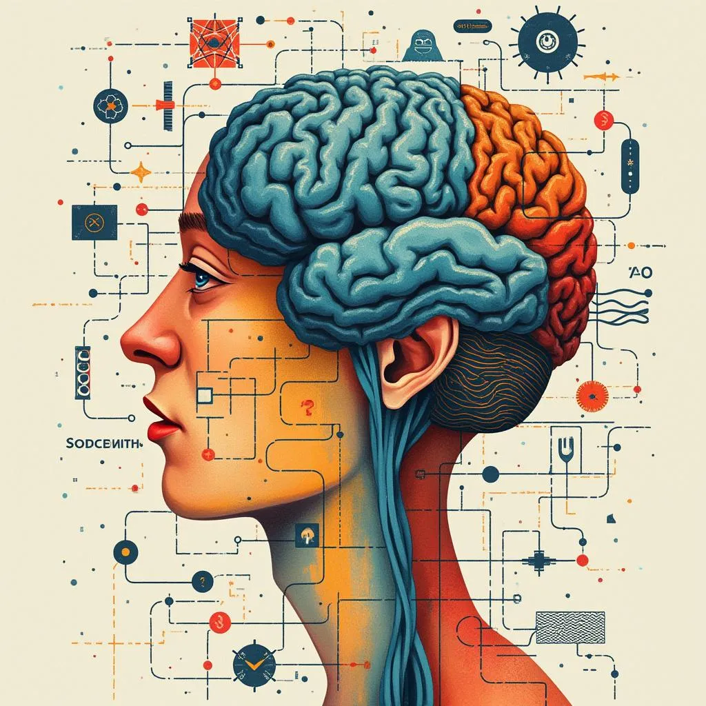 Ilustración conceptual para curso de introducción a la psicología